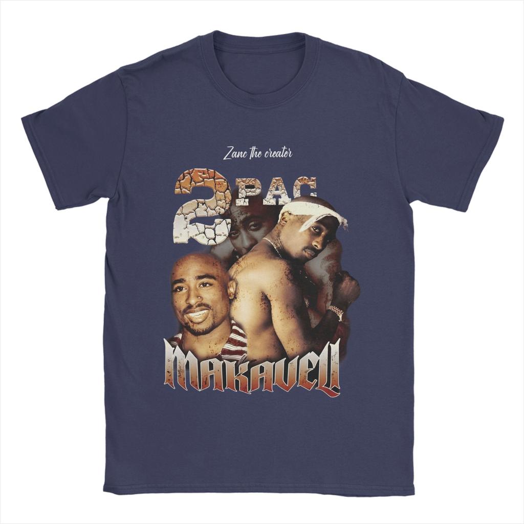 Retro Tupac  2pac Hip Hop T-Shirt Men's Cotton Short Sleeve Rapper Crewneck Summer Top Tee