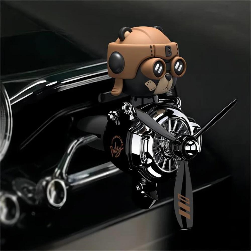 New Car Air Outlet Clip Cartoon Bear Propeller Small Airplane Shaking Head Doll Car Decoration Interior Ornaments Creative