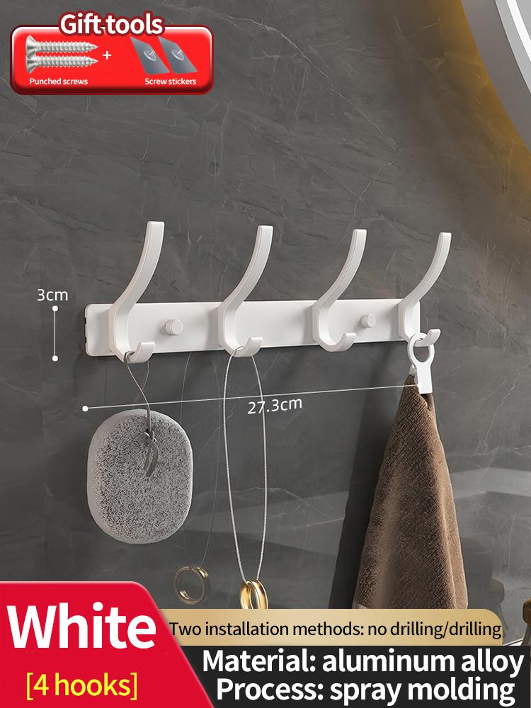 No Drill of Door Hooks, Space Aluminum, Non Perforated Bathroom Hooks, Bedroom Storage, Clothes Hanger Hooks, Wall Clothes Hook