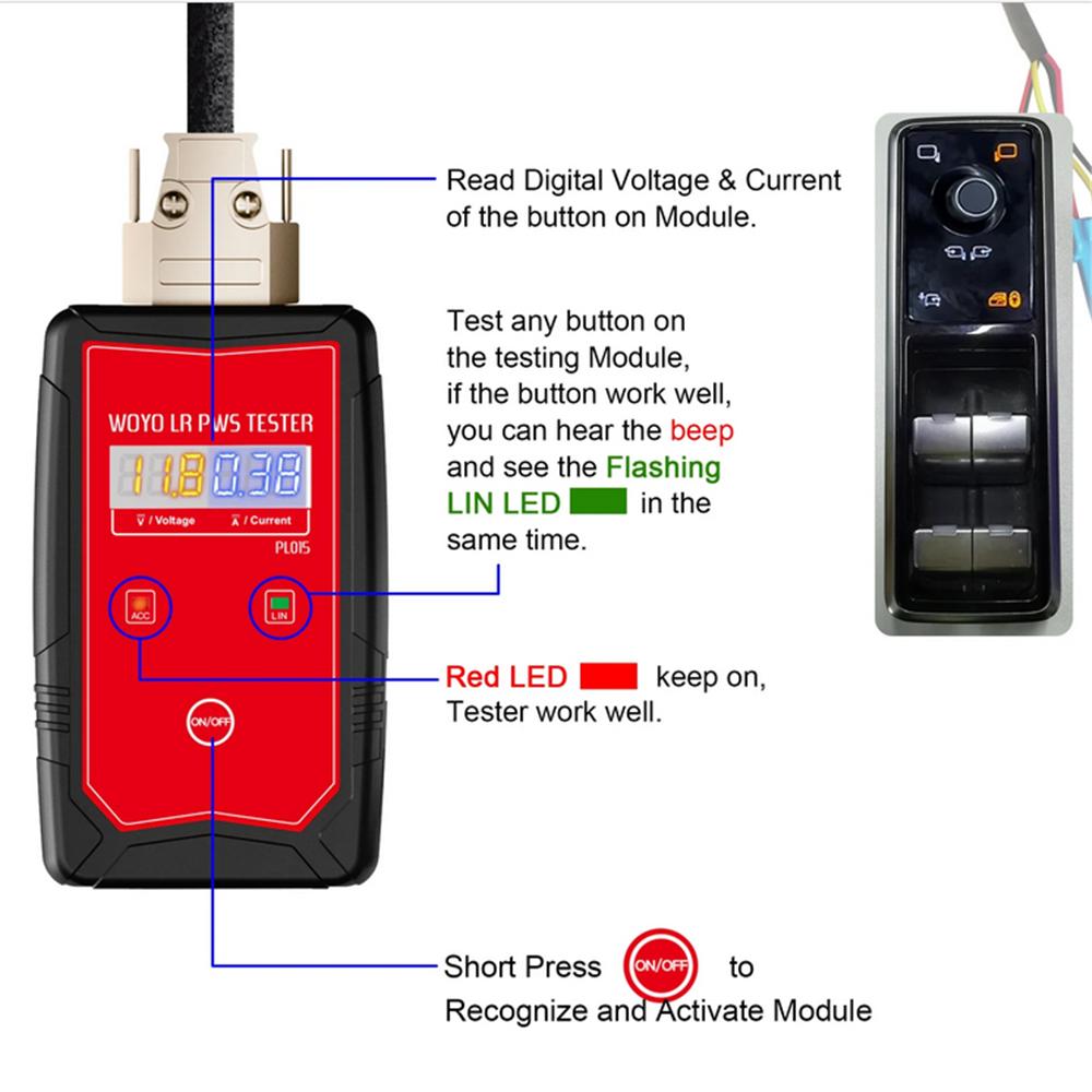 WOYO PL015 For Land Rover Diagnostic Power Window Control Switch Tester