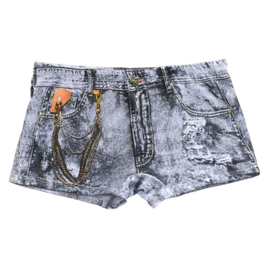 Herren-Boxerunterwäsche, mittelhoher Schnitt, Imitation von Jeans mit 3D-Druck, Shorts, Slips, elastische Wraps, U-konvexe Höschen