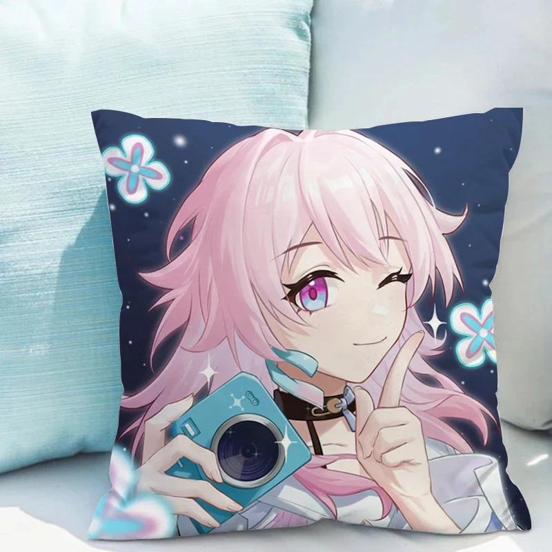 Honkai Star Rail X Cushions Covers Double-sided Printing Cushion Cover X Short Plush Decoration Living Room Car Sofa