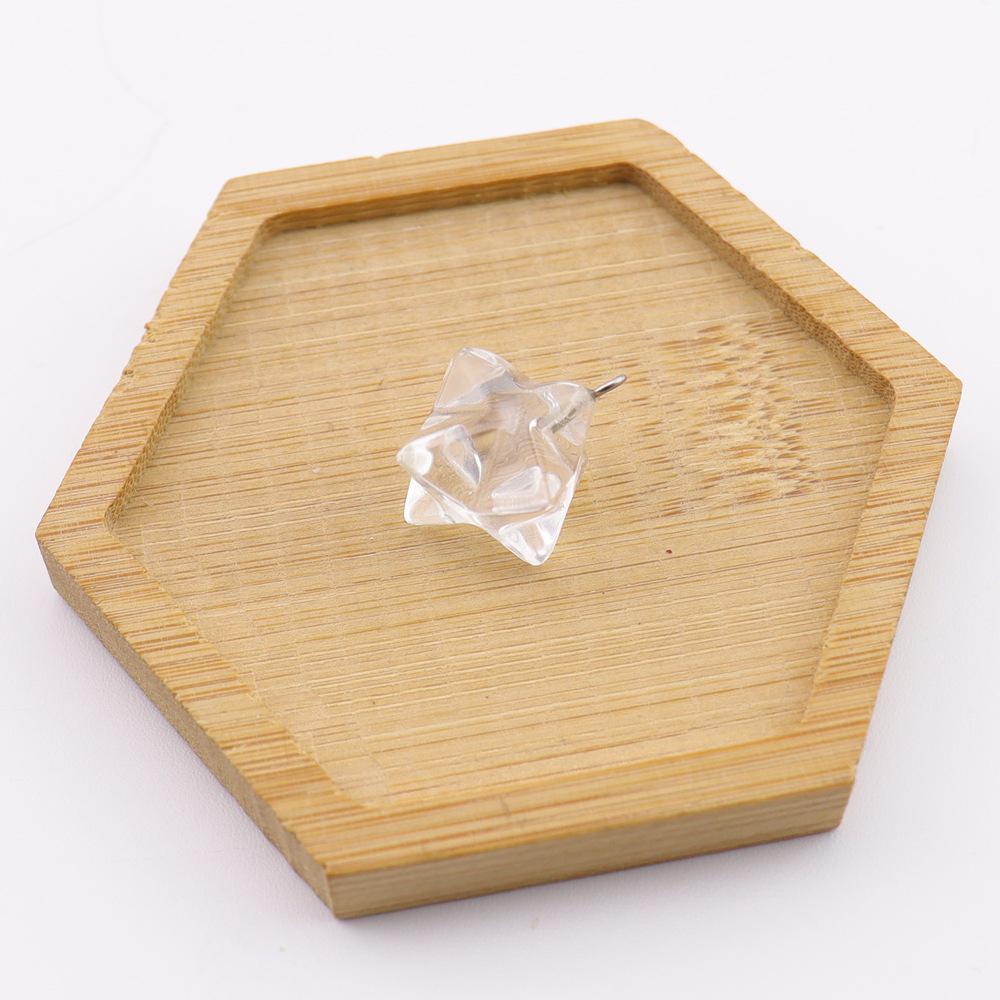 24mm Natural Agate Amethyst & Rose Quartz Hexagram Pendant