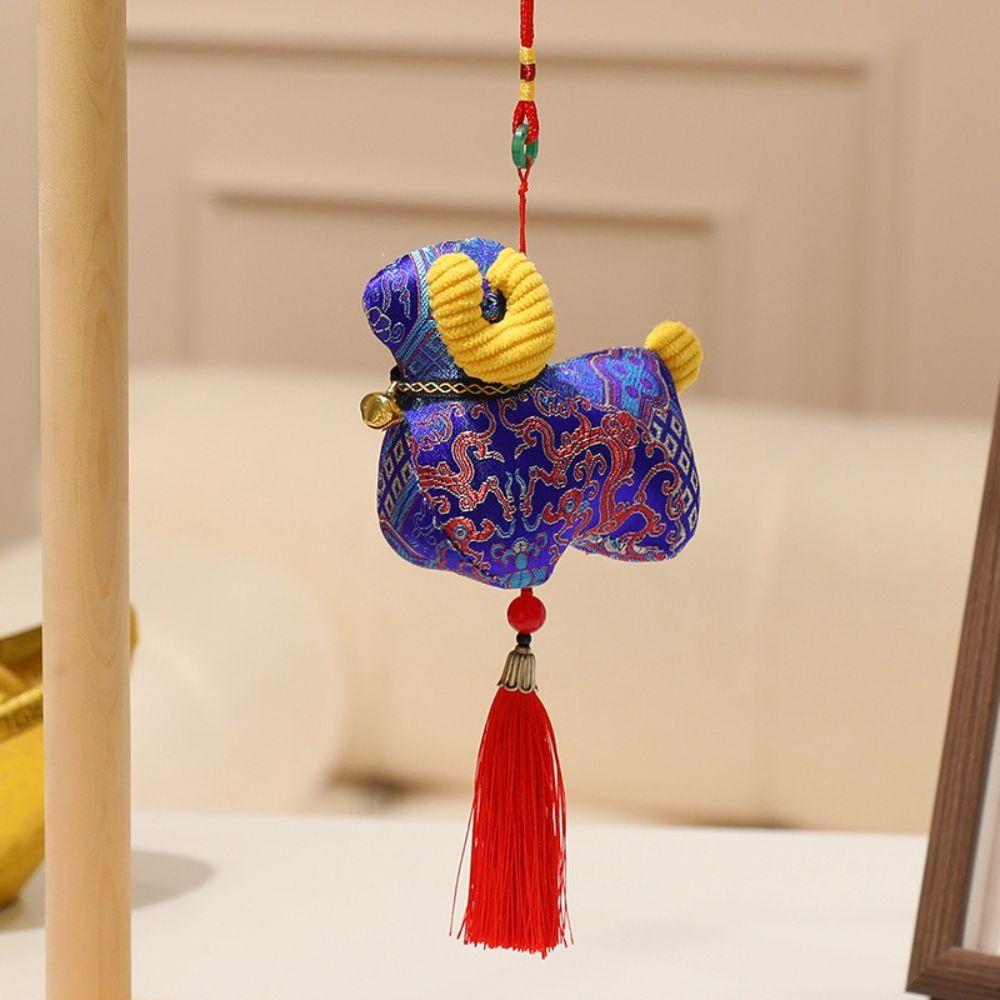 Zodiac Sheep Key Pendant Chinese Style Plush Toy Ornament Sheep Plush Doll New Year Use