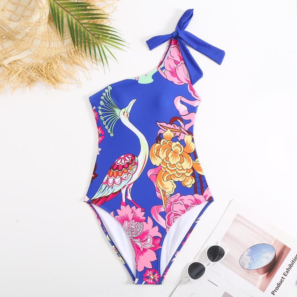 Chiffon Langrock Set: Europäischer & Amerikanischer Einteiler-Badeanzug mit bedrucktem Oberteil, Bikini-Bademode