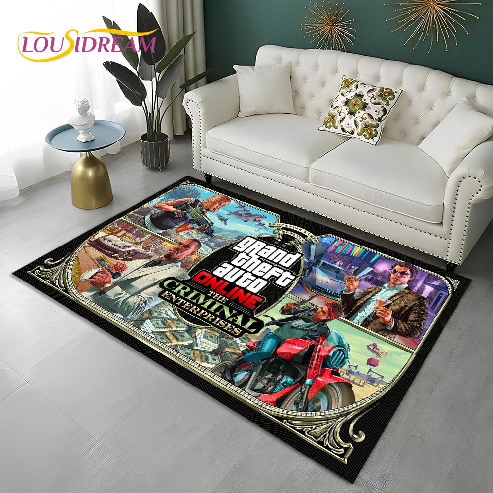 Grand Theft Auto Games 3D GTA  Gamer Carpet Rug for Home Living Room Bedroom Sofa Doormat Decor,kids Area Rug Non-slip Floor Mat