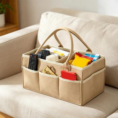 Scatola portaoggetti con manico e tasche multiple Organizer Borsa portabile per riporre pannolini per asilo, giocattoli per bambini, snack