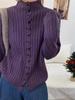 100% Pure Wool Women's High Neck Button-Up Cardigan - Autumn/Winter Sweater Coat