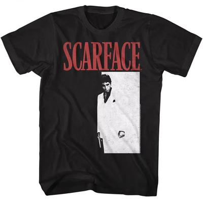 Scarface Tony Montana Pánské tričko Filmový plakát Pacino Vintage Černé Gangster