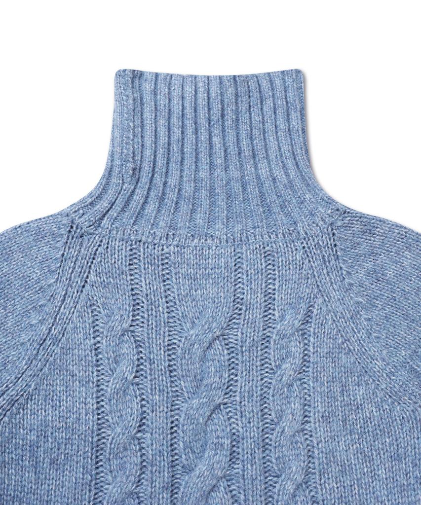 Michikoleondeonkosino Turtleneck Cable Wool Knit Muted Blue