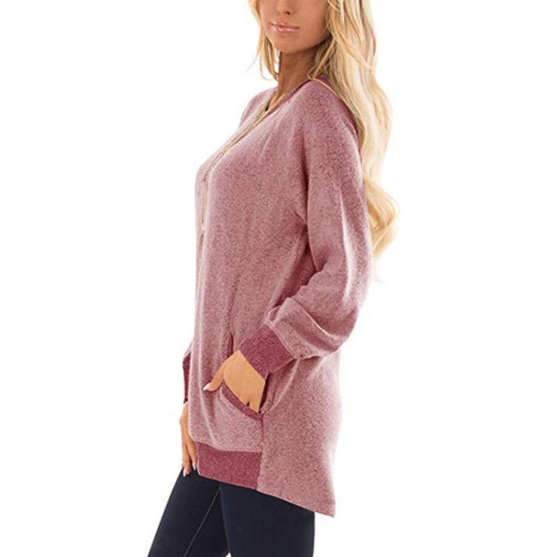 YYFS Women's Fashion Casual Spring Fall Colour Block Print Long Sleeve O-Neck Blouses & Shirts