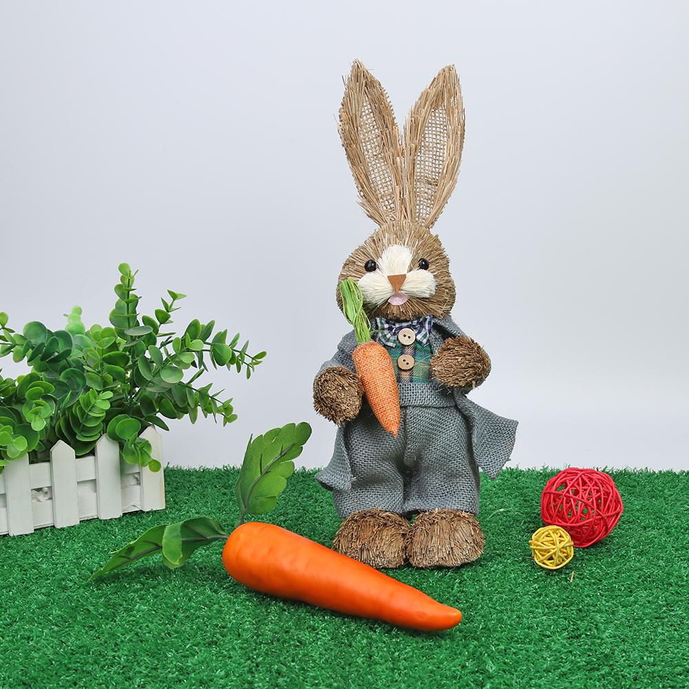 Easter Decorations Bunny Handmade Straw Bunny Rustic Straw Bunny Figurine Easter Straw Rabbit Ornament Spring Home Decor