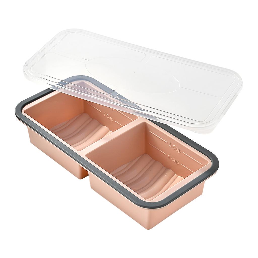 Silicone Compartment Food Storage Container with Lid Bento Box Freezer Microwave Safe Leakproof Meal Prep for Home Outdoor