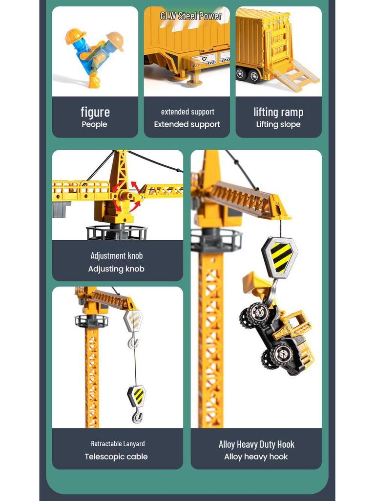 Multifunctional Alloy Construction Truck Toy Set: Excavator, Crane, and Transporter for Children
