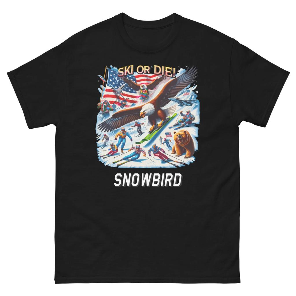 Snowbird Ski Or Die Eagle USA America Skiing Skier T-Shirt Shirt