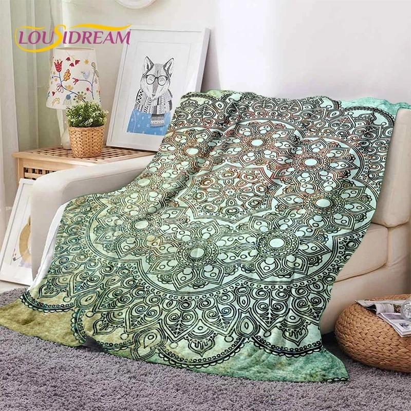 3D Mandala Yoga Flower Bohemia Meditation Nature Soft Flannel Blankets,Throw Blanket Comfortable Blanket for Picnic Beds Bedroom