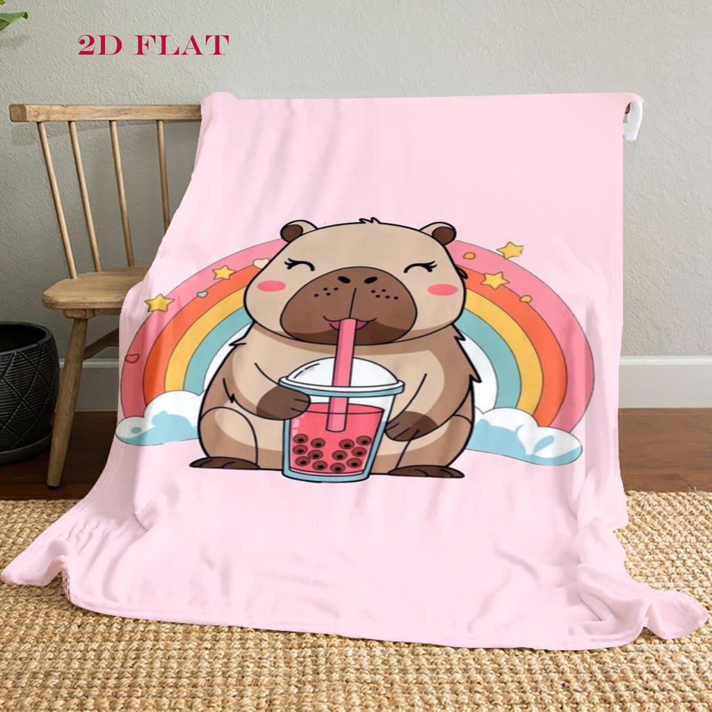 Rainbow Bear Sips Pink Drink blanket blanket Soft and comfortable Outdoor plush blanket Christmas gifts sheet