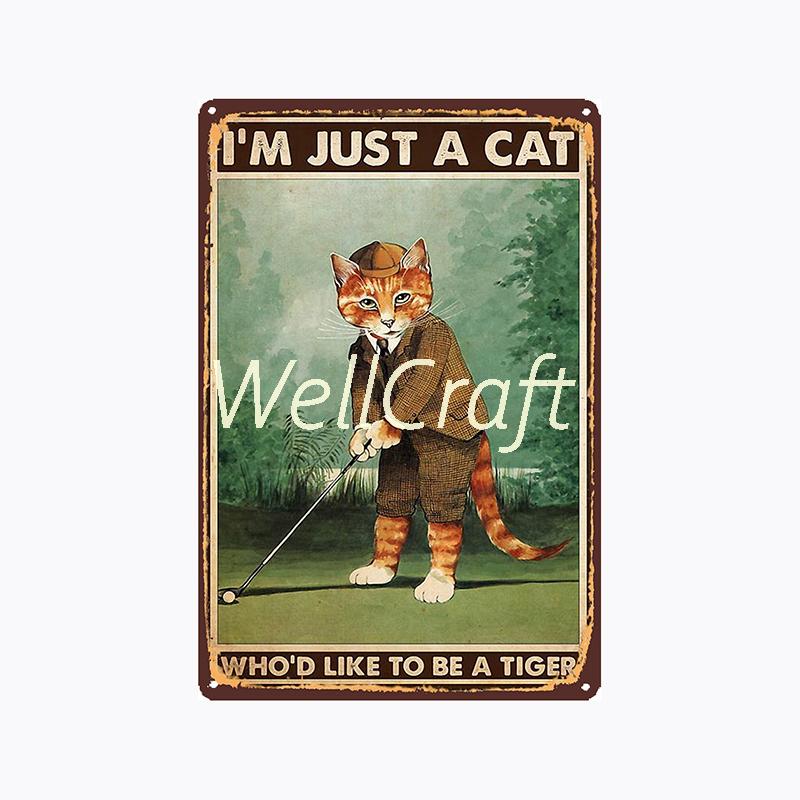 [ WellCraft ] 20*30cm You Are My Sunshine Cat Metal Poster Tin sign Vintage Wall Plaque Decor WX-62-1