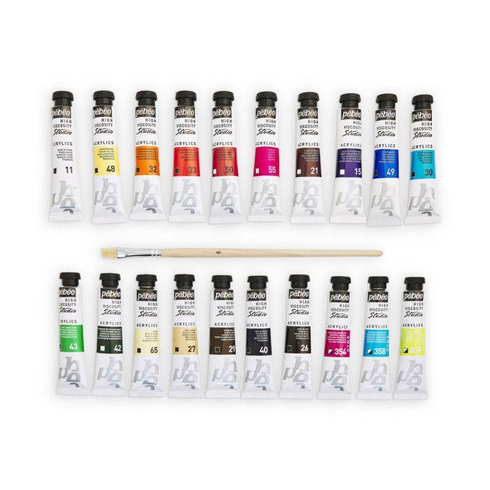 Set de peinture - PEBEO - Studio Acrylics - 20 x 20 ml - Multicolore - Satiné