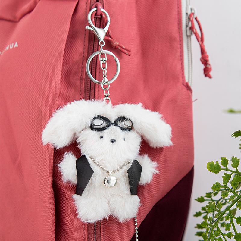 8Cm Rabbit School Bag Pendant Tide Cool Cute Creative Doll Keychain Student Couple Schoolbag Car Keys Cartoon Rabbit Plush Doll