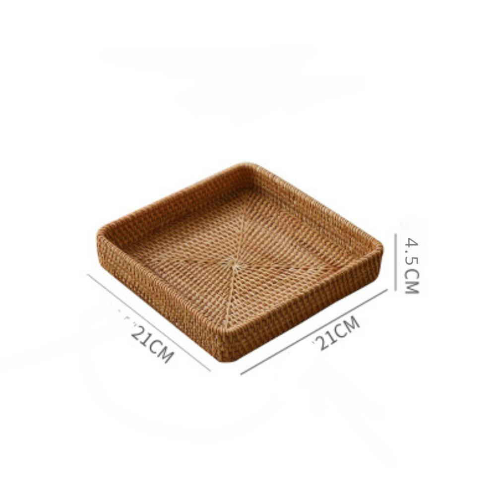 Dessert Tray Plant Basket Handmade Rattan Basket Rattan Storage Box Snack Bread Fruit Food Breakfast Table Display Tray