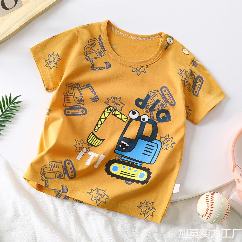 Kids' Cartoon Short Sleeve T-Shirt: Korean Style for Boys and Girls