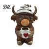 Highland Cow Ornaments Figurine, Resin Coffee Statue for Farmhouse Home Decor, Artistic New Housewarming Presents Country Style Tabletop Ornament
