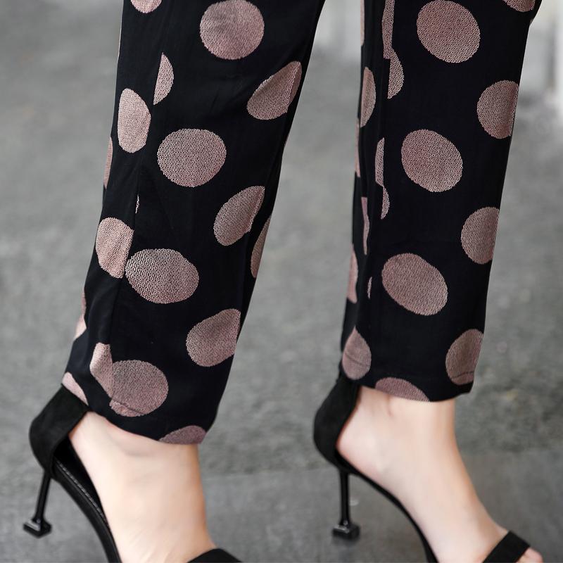 Plus Size Hose mit hoher Taille, Sommer, Vintage-Druck, elastische Taille, klassische gerade Hose für Damen