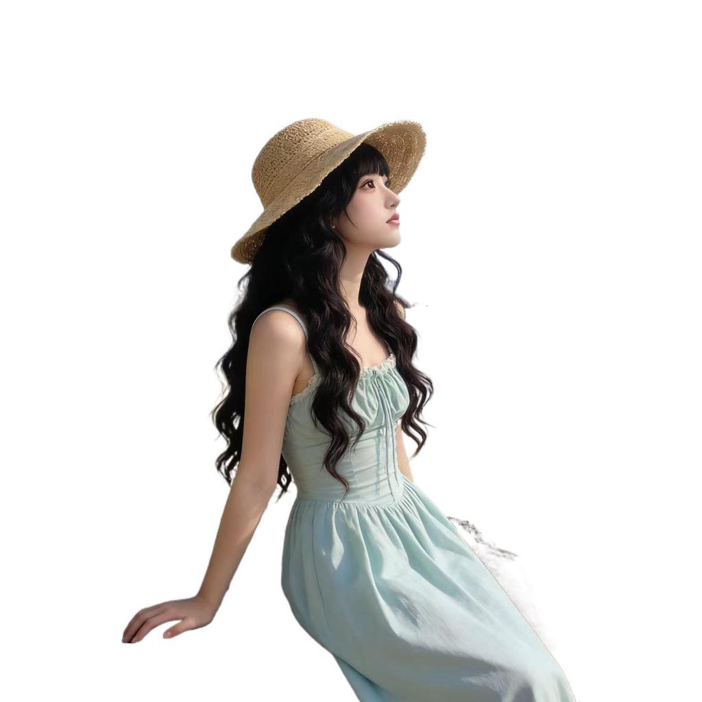 Gentle Style, Sexy Temperament, Slit Long Dress, Seaside Vacation Style, Backless Spaghetti Strap Dress for Women, Summer