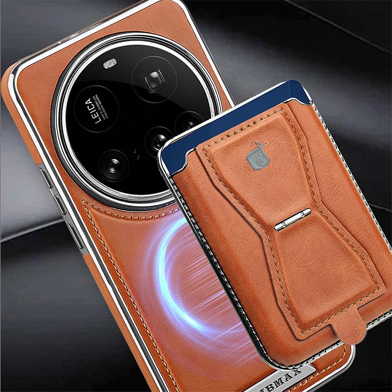 Magnetic Attraction Leather Phone Case for Xiaomi 15 Ultra Mi15 Ultra Wallet Card Bracket Holder Metallic Plating Bumper Cover