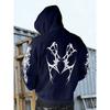Autumn and Winter Fashionable Men's Retro Street Printed Hooded Sweatshirt with Thorn Pattern, Casual Top, Suitable for Daily Outings