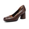 Krazing Pot Peau de Vache Bout Rond Talons Hauts Ronds Chaussures de Printemps Grande Taille 41 À enfiler Fête Plateforme Escarpins pour Femme