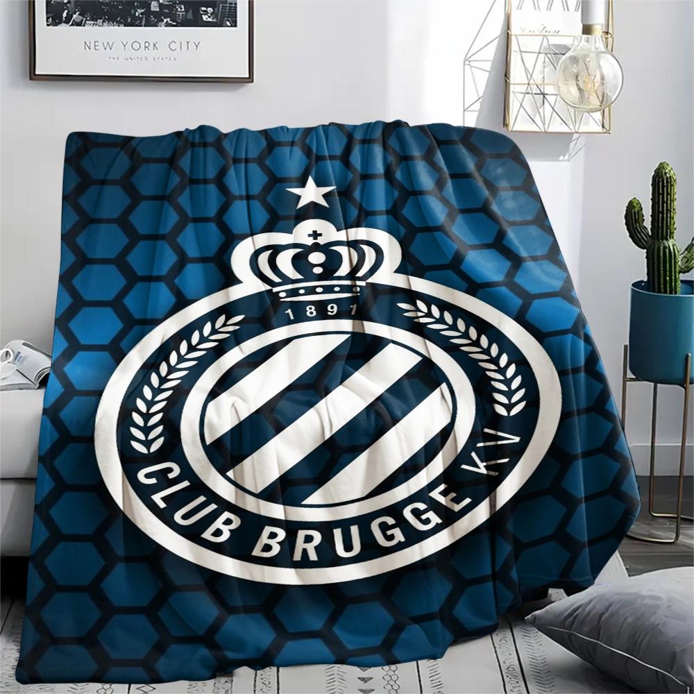 1 Pezzo Coperta in Flanella con Stampa Club Brugge K V, Alta Qualità Comoda per Tutte le Stagioni, Decorazione per la Casa, Calore e Comfort, Perfetta per Regali di Natale