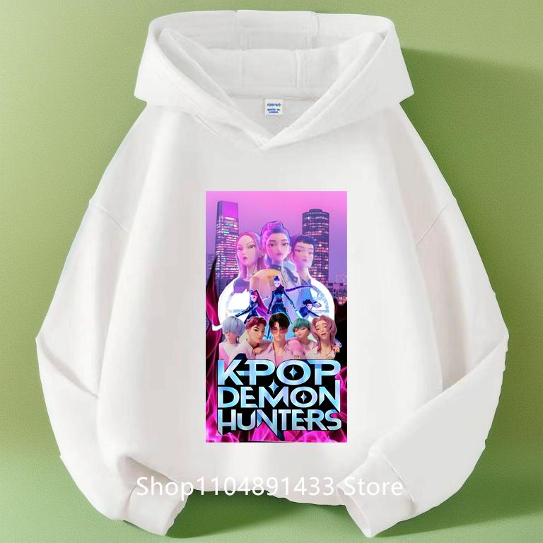 Kpop Dämonenjäger Kinder Logo Merch Hoodies Mädchen Jungen Sportliches Sweatshirt Langarm Lässiger Pullover ohne Kordelzug Hoodie