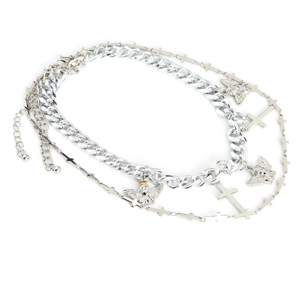 2 Stück Kette Choker Halskette Hip Hop Kreuz Anhänger Halskette Schmuck Kleidung Accessoire