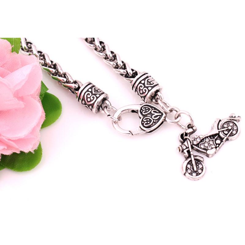 Europe and America Fashion Unisex Jewelry Alloy Inlaid Rhinestone Motorcycle Pendnat Bracelet