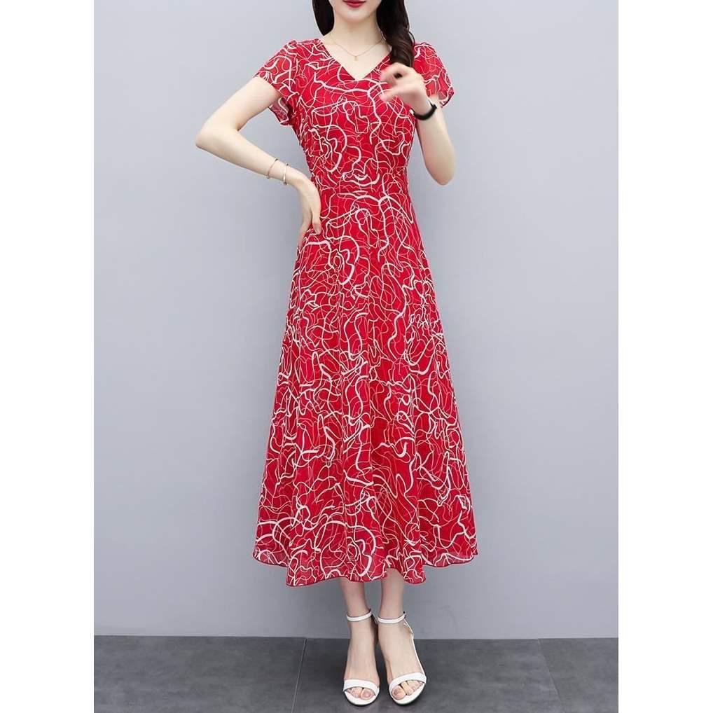 Plus Size Floral Print Slimming Summer Dress for Women - Short Sleeve, Loose Fit