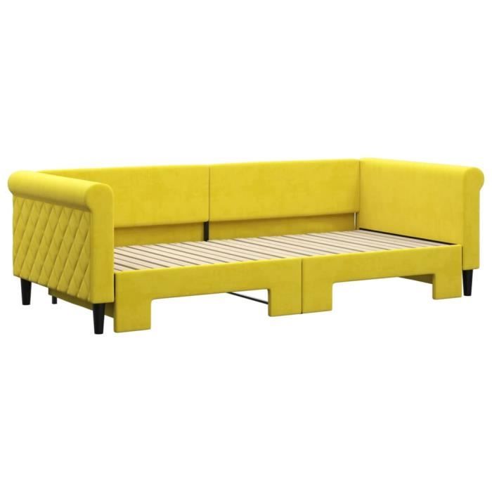 VidaXL Daybed with Trundle Bed Yellow 90x200 Cm Velvet 3197776