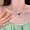 Green zircon butterfly necklace accessories women's collarbone chain neck chain light luxury niche