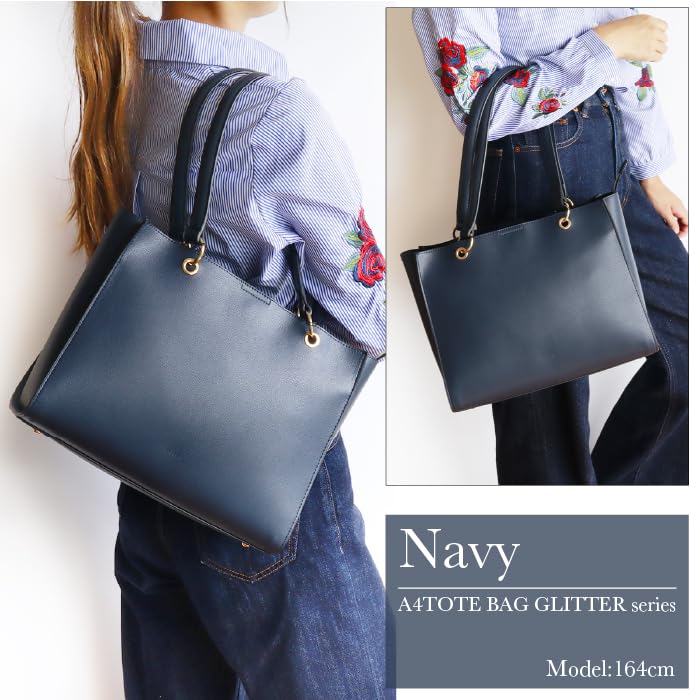 Tote Bag Lightweight A4 Compatible Compact Tote A0011 [ANDSHIN] (Navy)