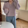 Frühling und Herbst Damen Pullover lose V-Ausschnitt Top Kurzmantel Pullover Mode Minderheit Pullover
