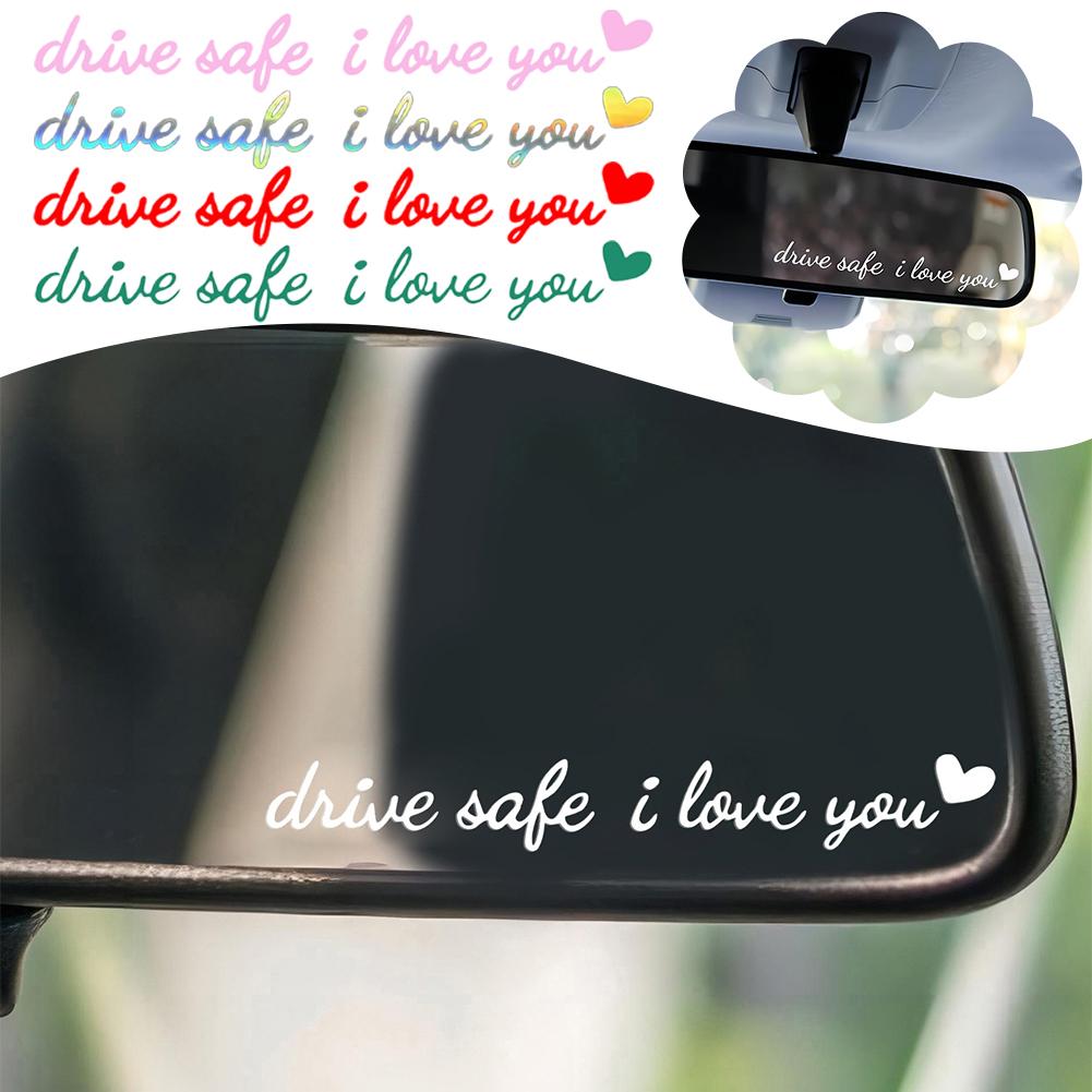 Universal Car Safety Mirror Window Sticker Decal Drive You I Love Decals Interior Safe Automotive Decor J9G3