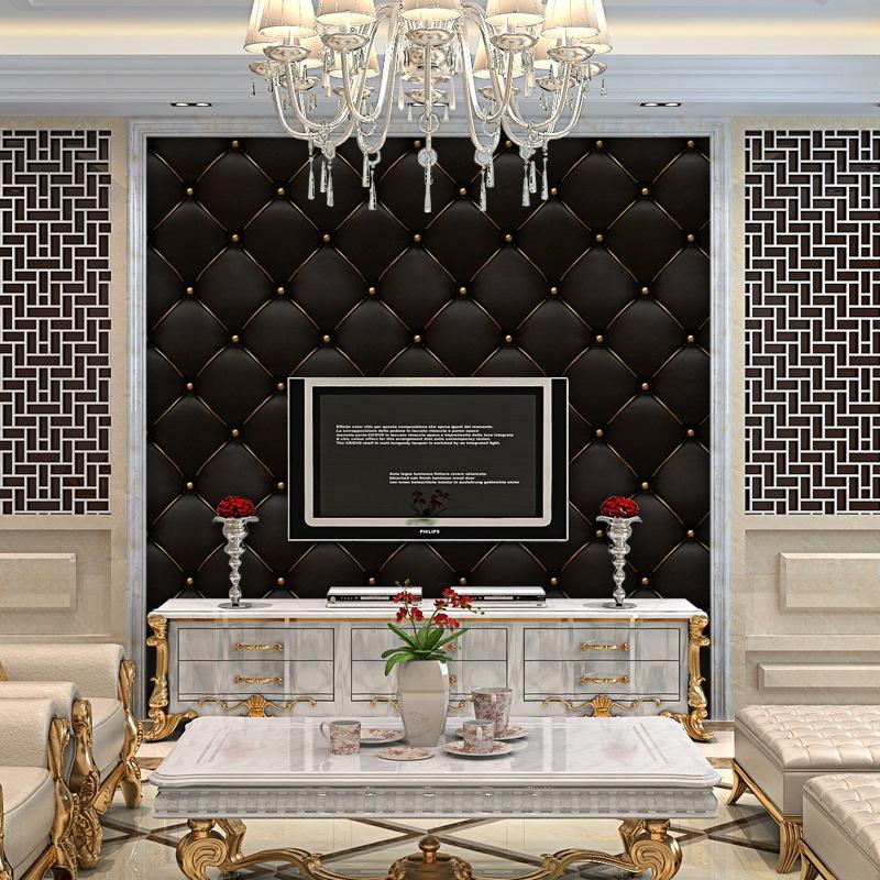 Neu 40*300 cm/Rolle Schwarz Phnom Penh 3D Stereo Leder TV Hintergrund Wand Aufkleber Dekorative Bilder Rem