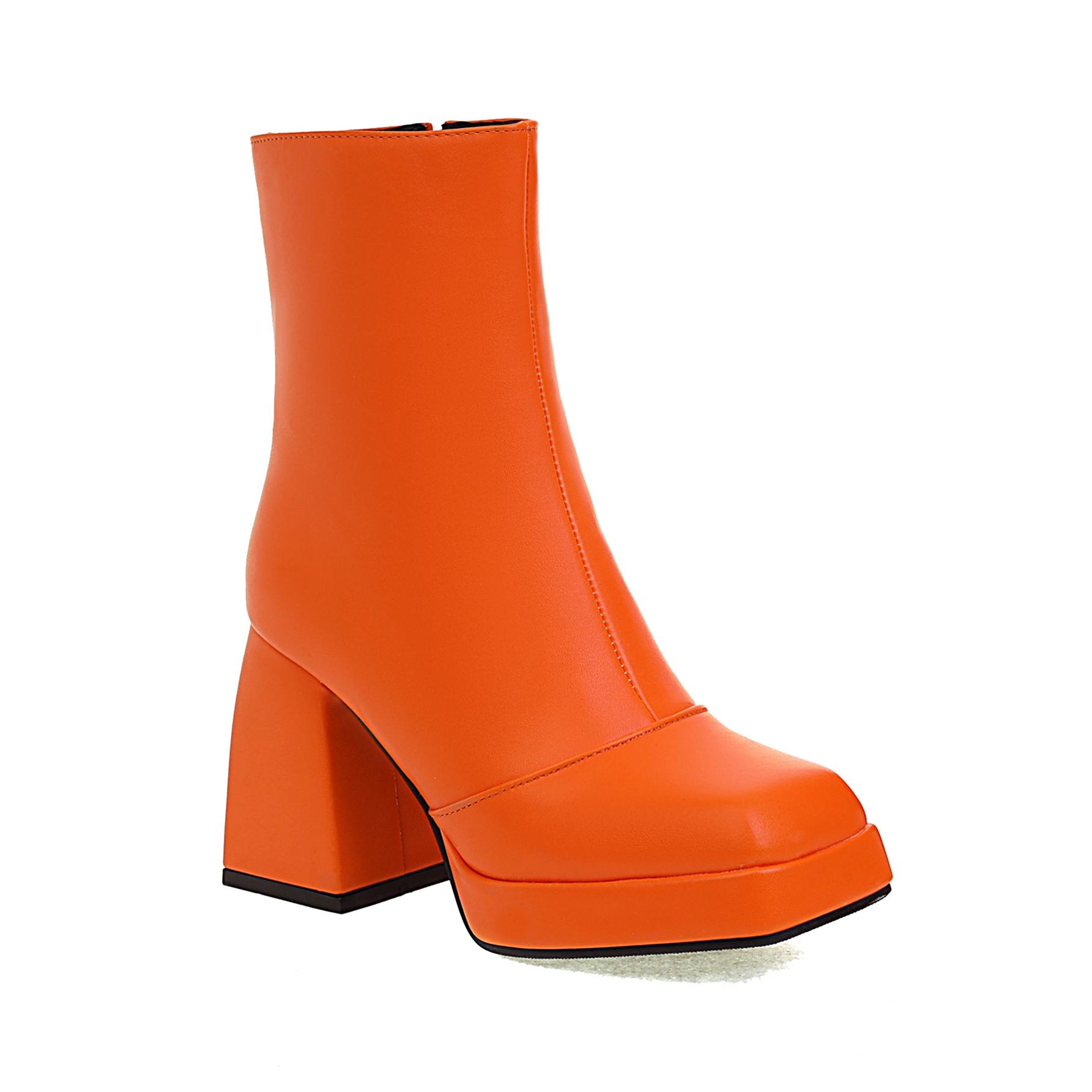 

B5/женские короткие сапоги на высоком каблуке, осенне-зимние новые водонепроницаемые ботинки ярких цветов на платформе, большие ботинки на толстом каблуке 37