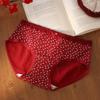 Women's Spring and Summer Print Benming Year Red 10A Bacteriostatic Extended Middle Waist Triangle Briefs