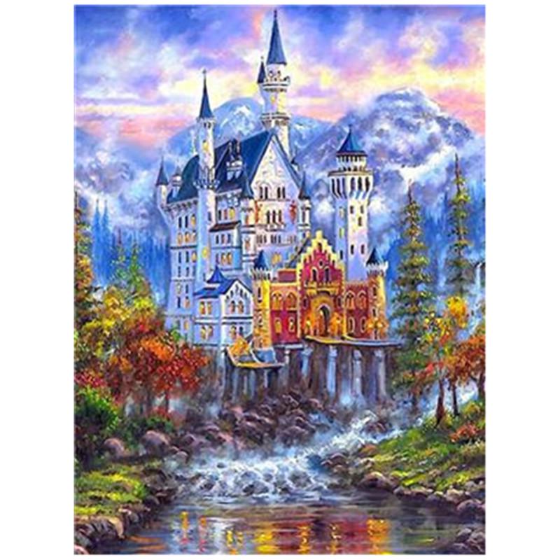 Satın alın Full 5D Diy Round Diamond Painting Cartoon castle Embroidery ...