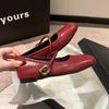 Fashion Women Ballet Flats Fashion Square Toe Pumps Female Mary Jane Shoes Soft Leather Slip-on Casual Shoes Office Lady Work Thin Shoes