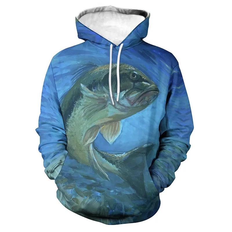 

Рыбалка Рыба 3D Принт Мужские Толстовки Уличная Мода Толстовка Осенняя И Весенняя Одежда 4XL