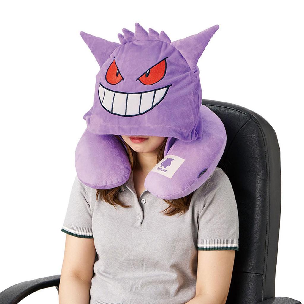 Pokemon Hooded Neck Purple Pokemon Trunk Travel Accessories Pillow, Genga, Belt, One-Touch