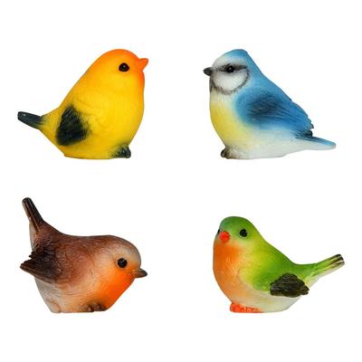 Rolin Roly Lot de 4 Petits Oiseaux Mignons Ornements d'Artisanat Micro Paysage Figurines, Miniatures, Ornements, Bonsaï, Jardin, (Petits Oiseaux)